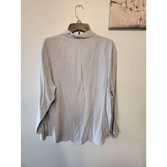 NWT Vintage Talbots Size 14 100% size Light Blue Blouse Button Down Dress Shirt - Picture 3 of 3